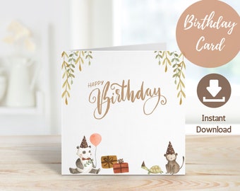 Tarjeta Cuadrada de Feliz Cumpleaños / Imprimible