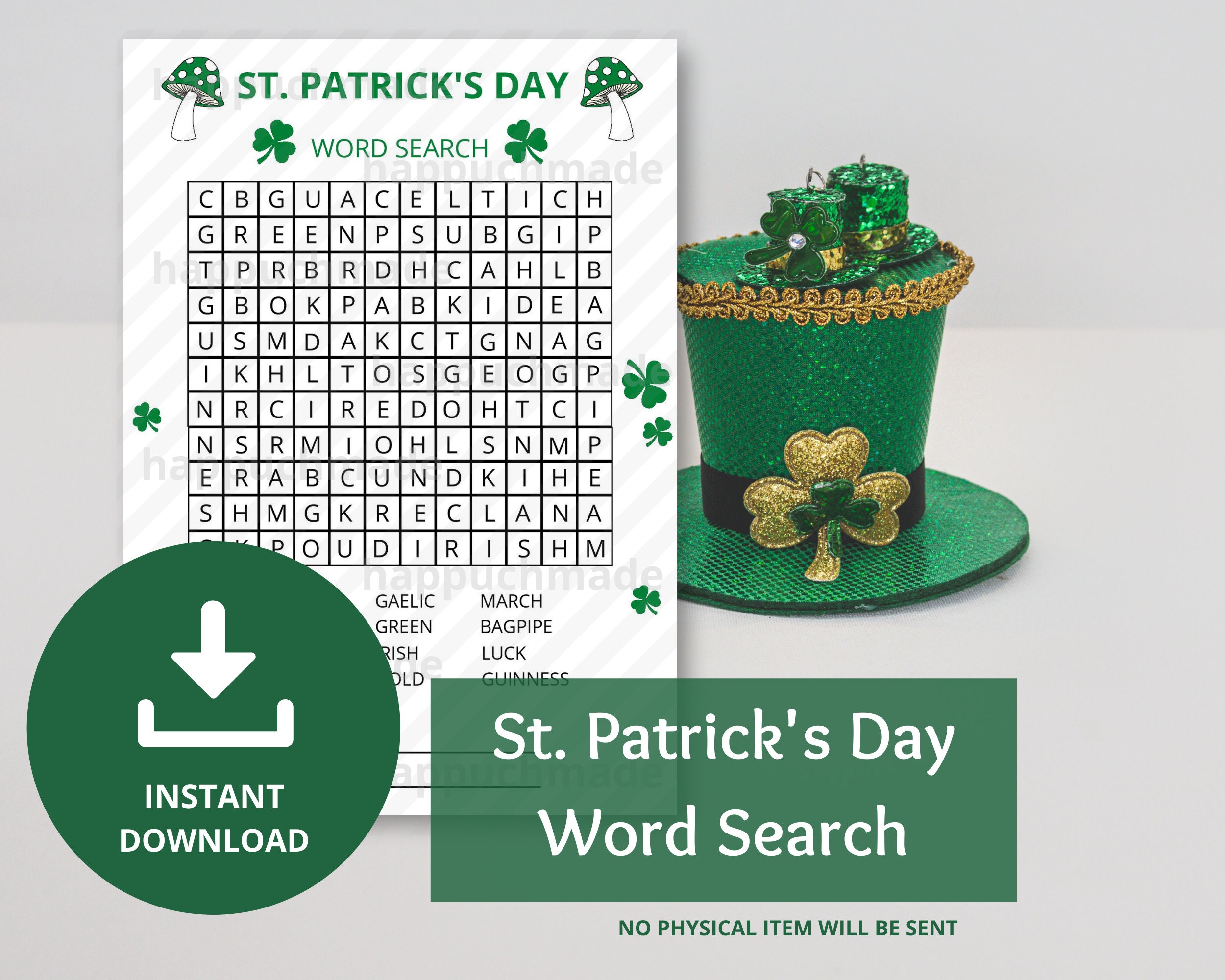 st patrick s day word search printable digital download etsy canada