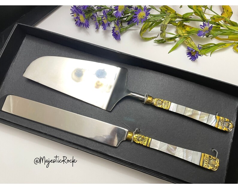 Wedding Cake Knife and Server Set Mother of Pearl Etsy