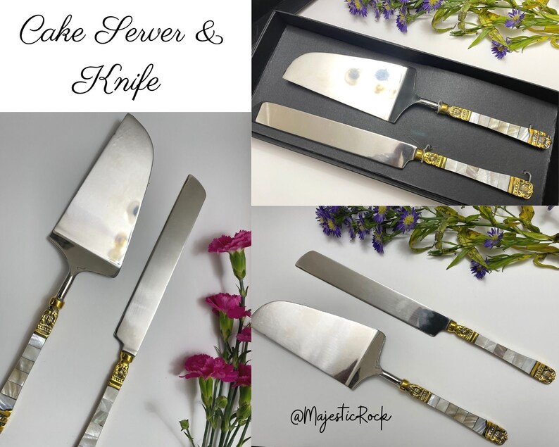 Wedding Cake Knife and Server Set Mother of Pearl Etsy