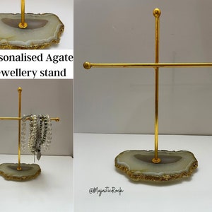 Agate Gold Jewellery Stand/ Jewellery Stand/ Jewellery Holder/ Necklace Stand/ Gift Ideas/ Jewellery Display/Home Decor/Mother’s Day gift