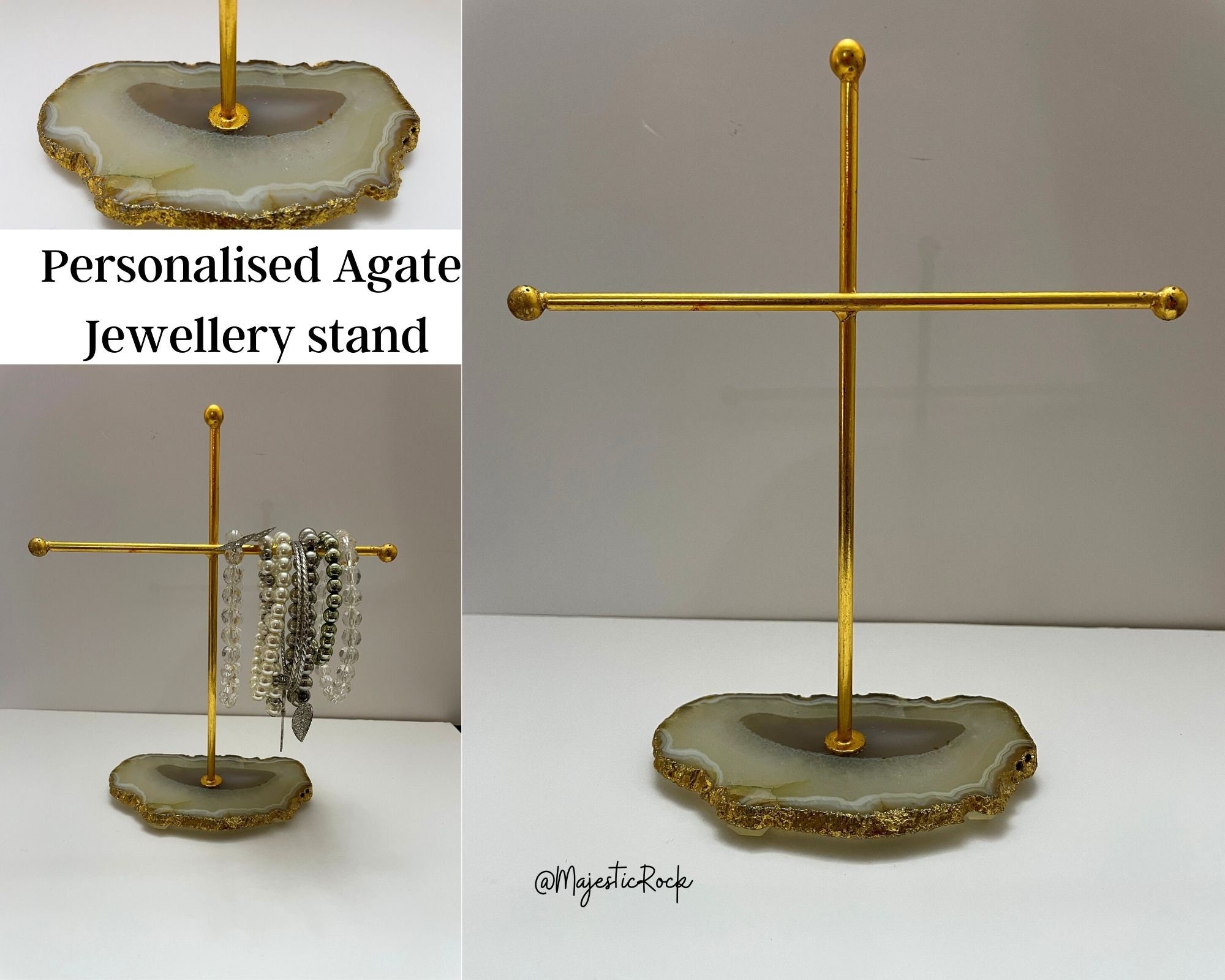 Pair Gold and Blue Plastic Picture Stands / Crowns / Menu Stands / Displays  