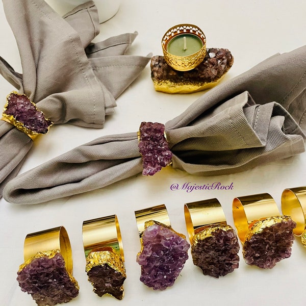 Amethyst Napkin Ring| Quartz Napkin Ring | Birthday Gift | Wedding Gift | Housewarming | Crystal ring | Dining Table Decor