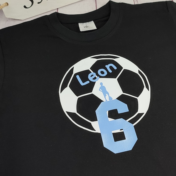 Geburtstagsshirt Geburtstag T-Shirt Jungen Fußball mit NAME ALTER Zahl personalisiert verschiedene Motivfarben Kinder Gr. 98/104 - 152/164