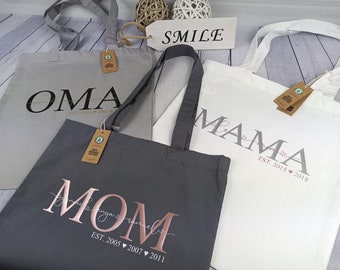 RESERVATION Jani!!! Tote bag Mom Grandma Grandpa Godmother with child's name year of birth est. Premium organic cotton shopping bags