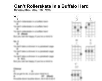 Can't Rollerskate in a Buffalo Herd - Easy Ukulele songs, Beginner Ukulele songs, Ukulele Songs, Ukulele sing-a-long, Download Ukulele songs