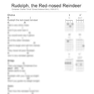 Rudolph The Red Nosed Reindeer - Easy Ukulele music, Ukulele song, Ukulele sing-a-long, holiday ukulele songs, Christmas ukulele music