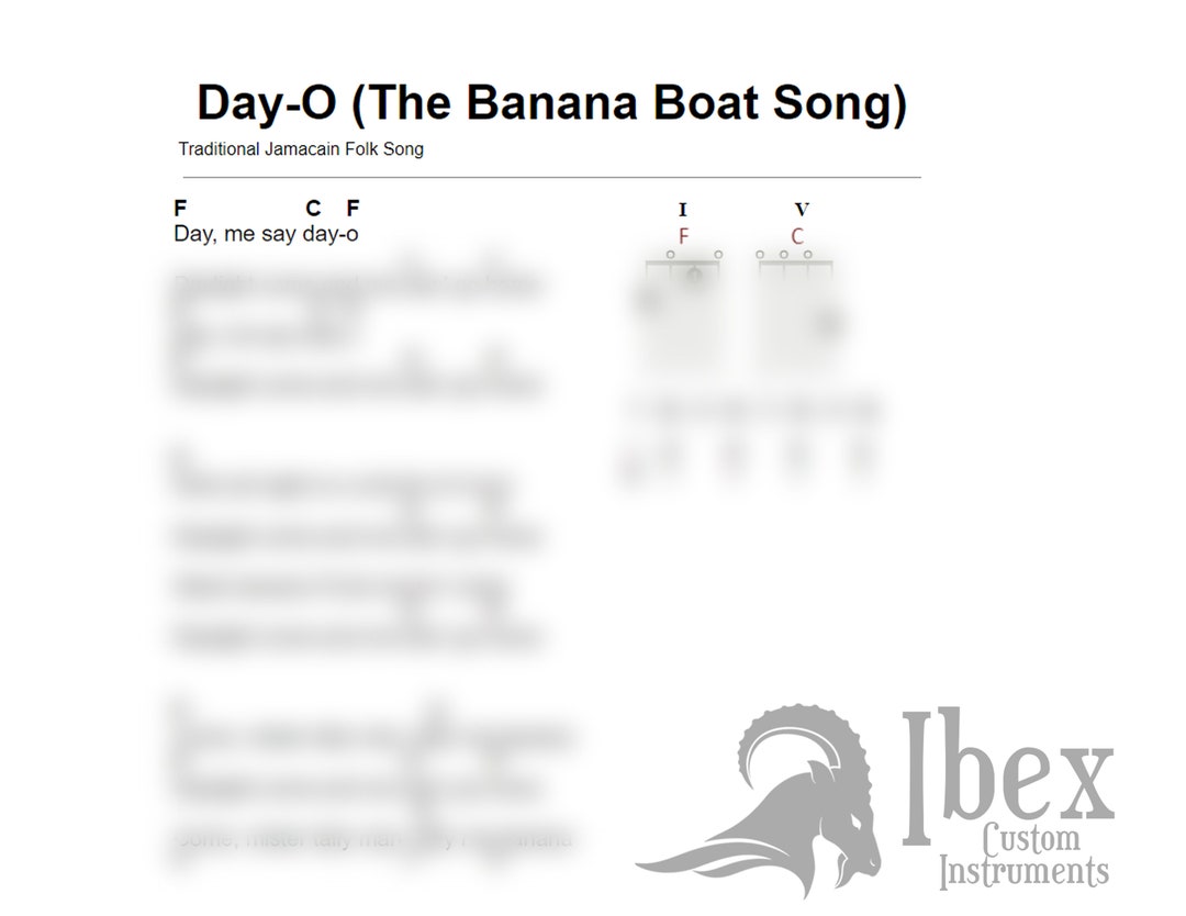 Dayo banana Boat Song Easy Ukulele Songs Beginner Etsy