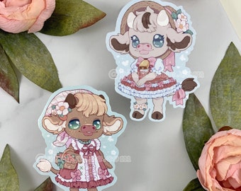 Strawberry Cow - Sticker - CottageCore - Kawaii