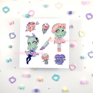 Cthulu Sticker Sheet - Cthulhu - Kawaii Cryptid - Sparkle Sticker