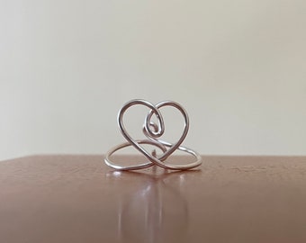 loving heart wire ring