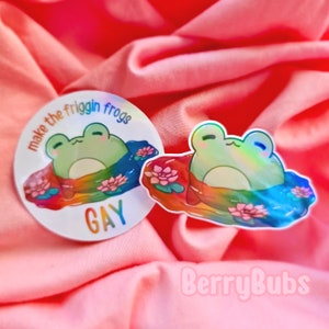 Gay Frogs ~ Pride stickers ~ Pride frogs ~ Rainbow Frogs ~ Meme Stickers ~ Holographic Sticker  ~ Rainbow ~ Pride Month ~ Cute Frogs ~ LGBTQ