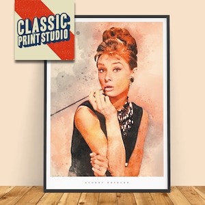 Audrey Hepburn-aquarel | Poster | Afdrukken