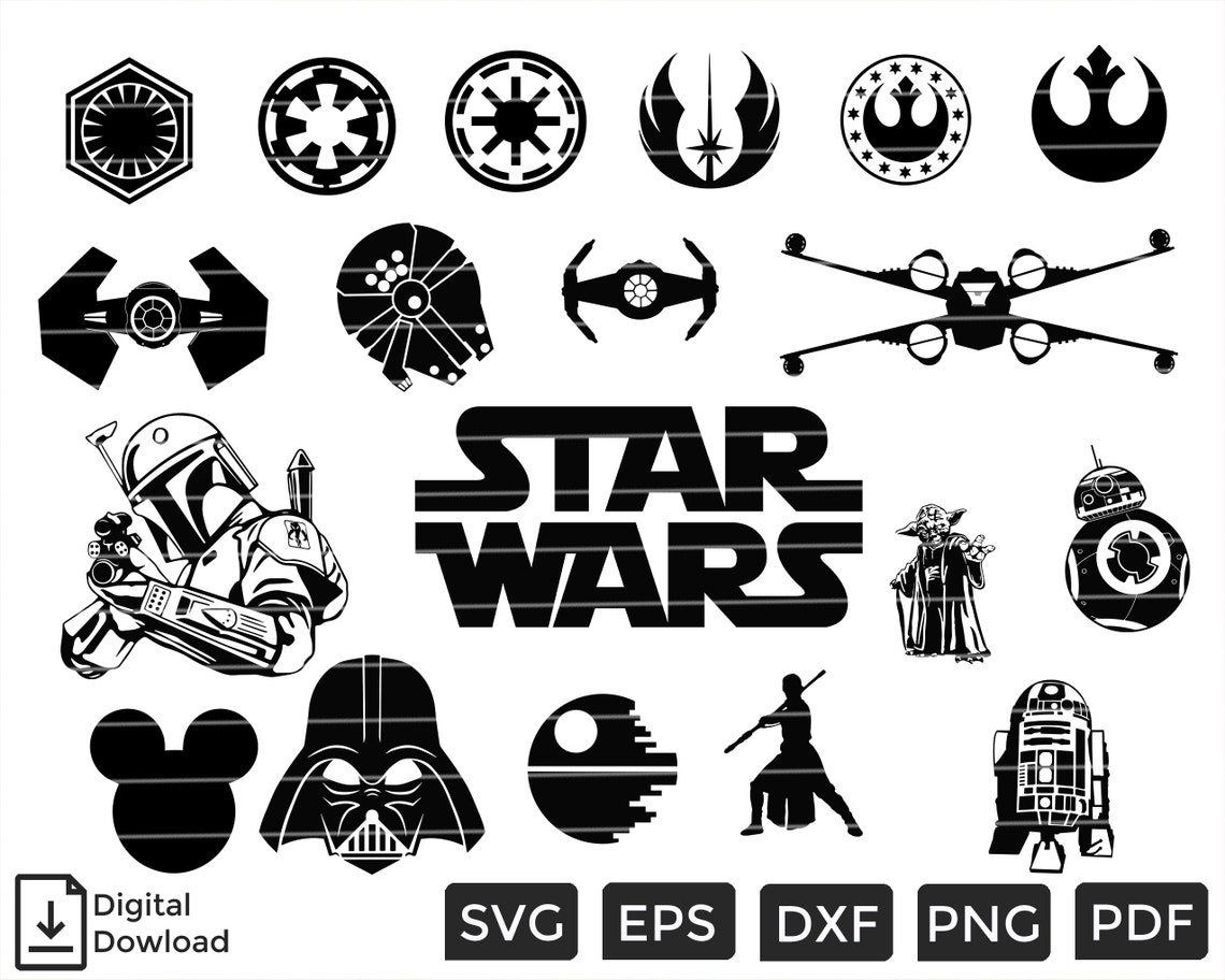 Star Wars Mickey Head SVG PNG / Star War Characters Bundle / | Etsy