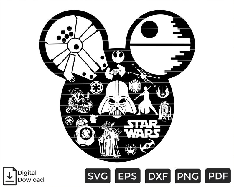 Star Wars Mickey Head SVG PNG/ Star War Characters Bundle/ | Etsy