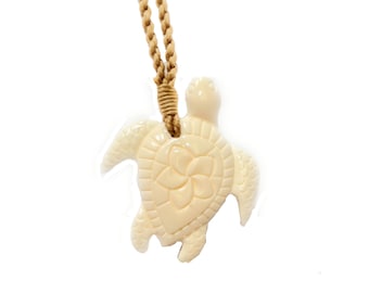 Sea Turtle (Honu) Necklace w/ Plumeria Flower