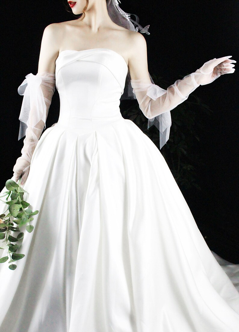 Bow Mesh Gloves Bridal Gloves White Gloves Long Tulle Etsy
