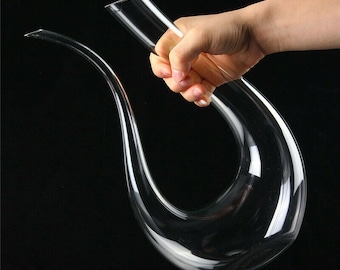 1.5L Modern Crystal Glass U-shaped Horn Wine Decanter Pourer Wine