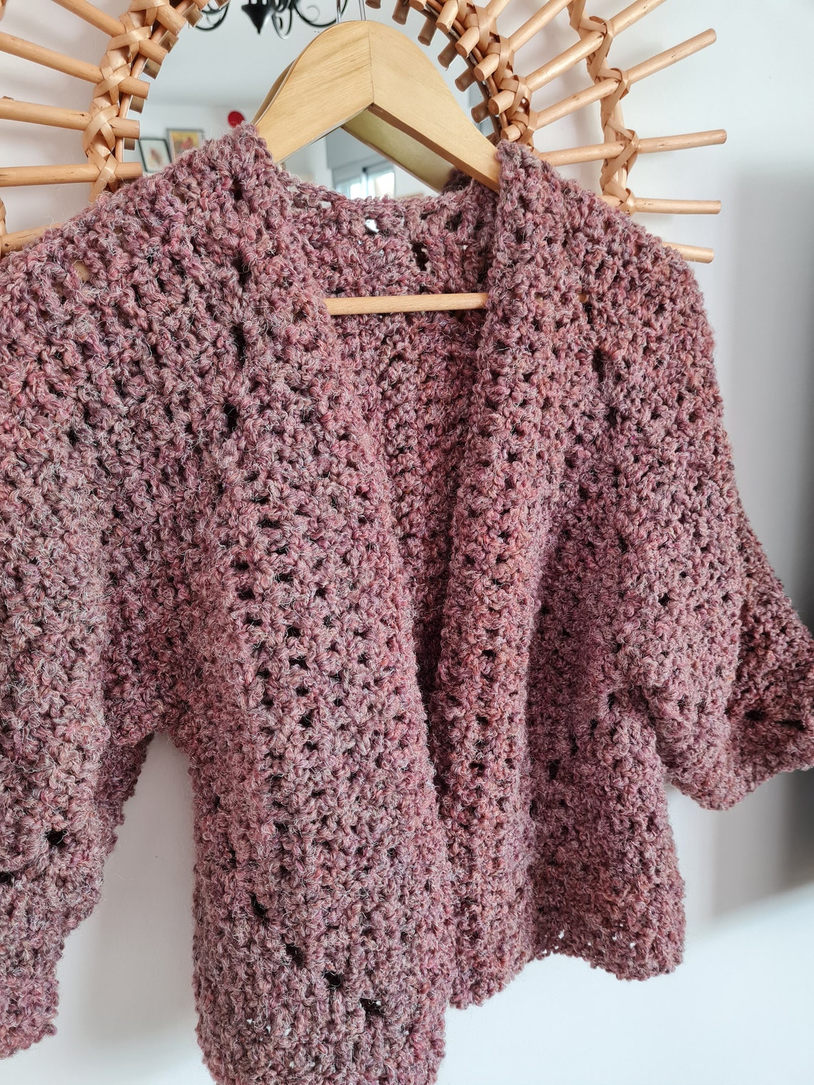 Hexagon Crochet Cardigan Boucle Yarn Sweater Vest Handknit | Etsy