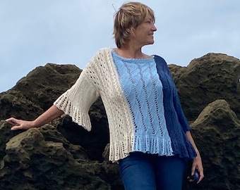 Knitting Pattern - Ocean Fun Boatneck - Summer Pullover