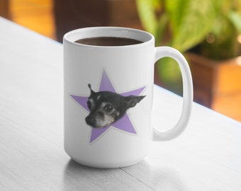 Purple Star Custom Photo Mug - Tasse photo personnalisée - Créez votre propre tasse photo - Tasse 11oz 15oz