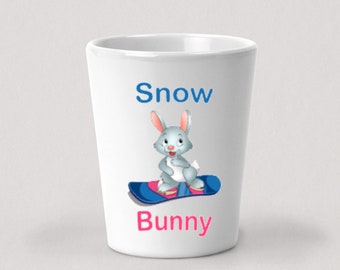 Snow Bunny Shot Glass - 1.5oz White Ceramic Shot Glass