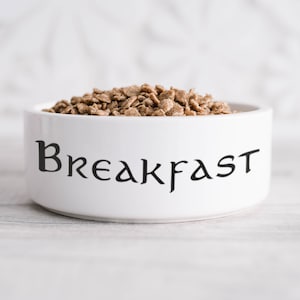 Tigela para cachorro de café da manhã - Tigela de cerâmica branca para cachorro - Tigela para cachorro de 6&quot; - Tigela para cachorro de 7&quot; - Tigela para animais de estimação
