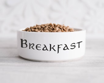 Tazón para perros de desayuno - Tazón para perros de cerámica blanca - Tazón para perros de 6" - Tazón para perros de 7" - Tazón para mascotas