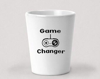 Game Changer Shot Glass - Vidrio de tiro de cerámica blanca de 1,5 oz
