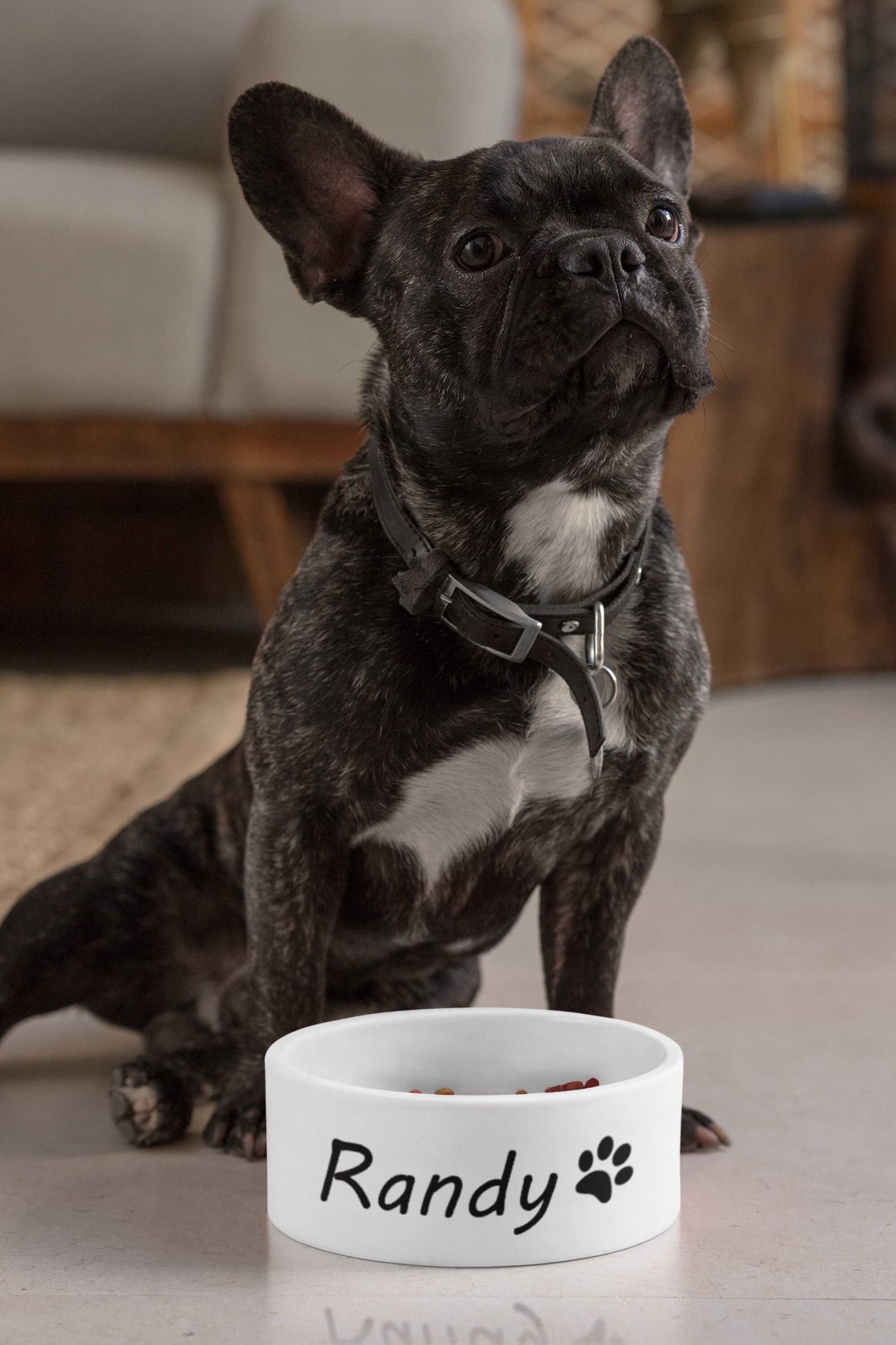 Custom Paw Print Dog Bowl - White Ceramic Dog Bowl - 6" Dog Bowl - 7 ...