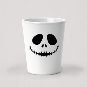 Skeleton Face Shot Glass - 1.5oz White Ceramic Shot Glass