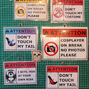 Cosplayer/ Fursuiter badges, different designs, custom text and color