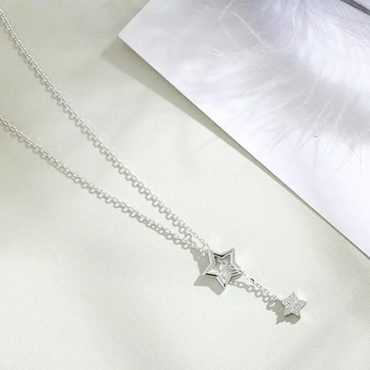 Star Dangle Necklace Dangling Star | Etsy