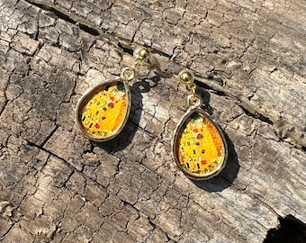 Gustav Klimt the Kiss Painting Teardrop Earrings, Klimt Print, Art Earrings, Valentines Day Gift,Gustav Klimt Gift, Handmade Gift