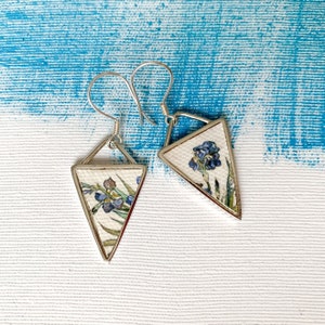 Van Gogh Irises Painting Silver Earrings/Painting earrings/Painting earrings/Silver Earrings/Lesbian earrings/