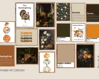 thanksgiving decor | set of 16 PRINTABLES | modern thanksgiving wall art | autumn decor | gallery wall set | printable wall art | wall decor