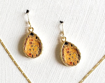 Silver Klimt Kiss Earrings/art lover gift/Gustav Klimt lover/The kiss earrings/painting earrings/klimt canvas/klimt the kiss/klimt gifts