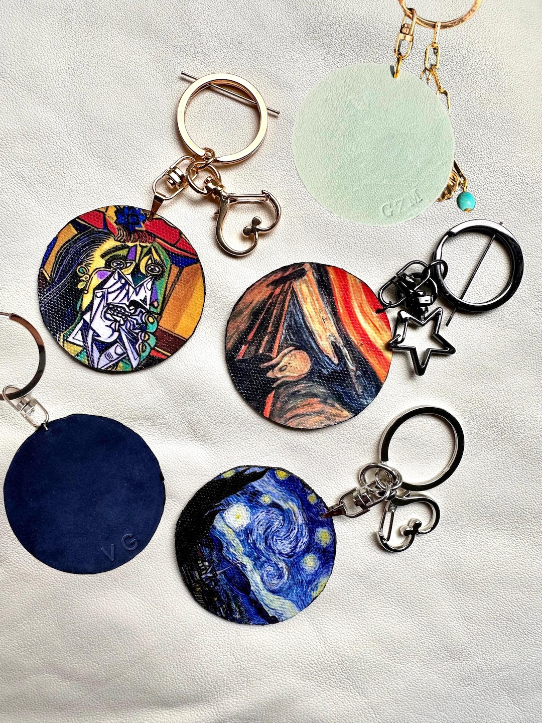 Famous Keychains Custom Name Famous Art Keychain,personalized Genuine Leather Bag Charm ...