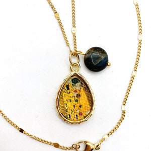 Gustav Klimt de Kus ketting • Handgemaakte sieraden • Gustav Klimt Kus Print • Cadeau voor vrouw • Perfect cadeau voor haar • Kunst hanger ketting