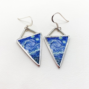 Starry Night Canvas Handmade Earrings , Van Gogh Earrings, Valentines Day gift, Gift for her
