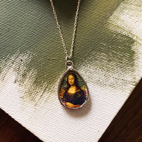 Leonardo da Vinci Silver Mona Lisa Necklace/Art necklace/Mona lisa pendant/valentines day gift/painting necklace/mothers day gift