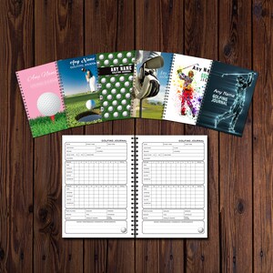GEPERSONALISEERD golfdagboek | 50 dubbelzijdige pagina's | A5 148 mm x 210 mm | Kwaliteit: 120 gsm |  Gesplitste ingebonden boekband