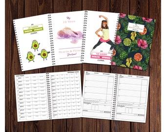 12 Week Health & Fitness Journal | Food + Exercise Tracker | A5 (148mm x 210mm) | Wiro book 55 pages printed to both sides on quality 120gsm