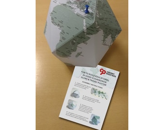 Cardboard World Globe | Travel, Holiday Plotter/Planner | 15cm x 15cm | Fold and make