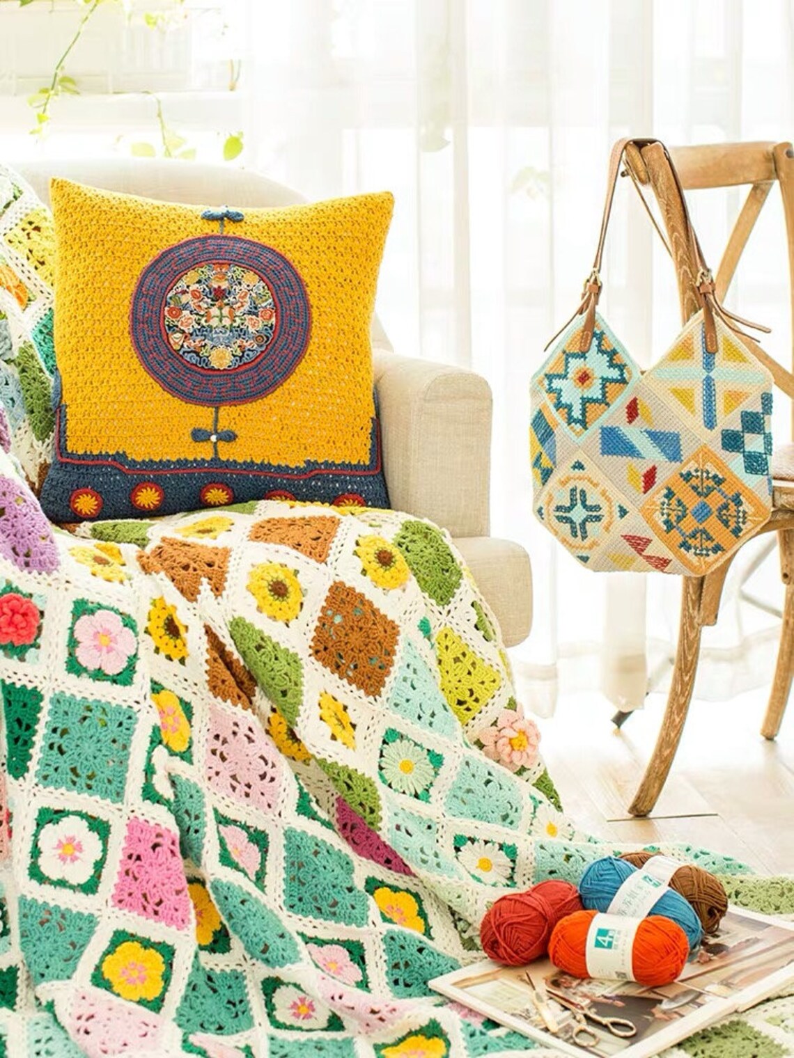 Granny Square Blanket Kit Crochet Afghan Blanket Kit Baby Etsy