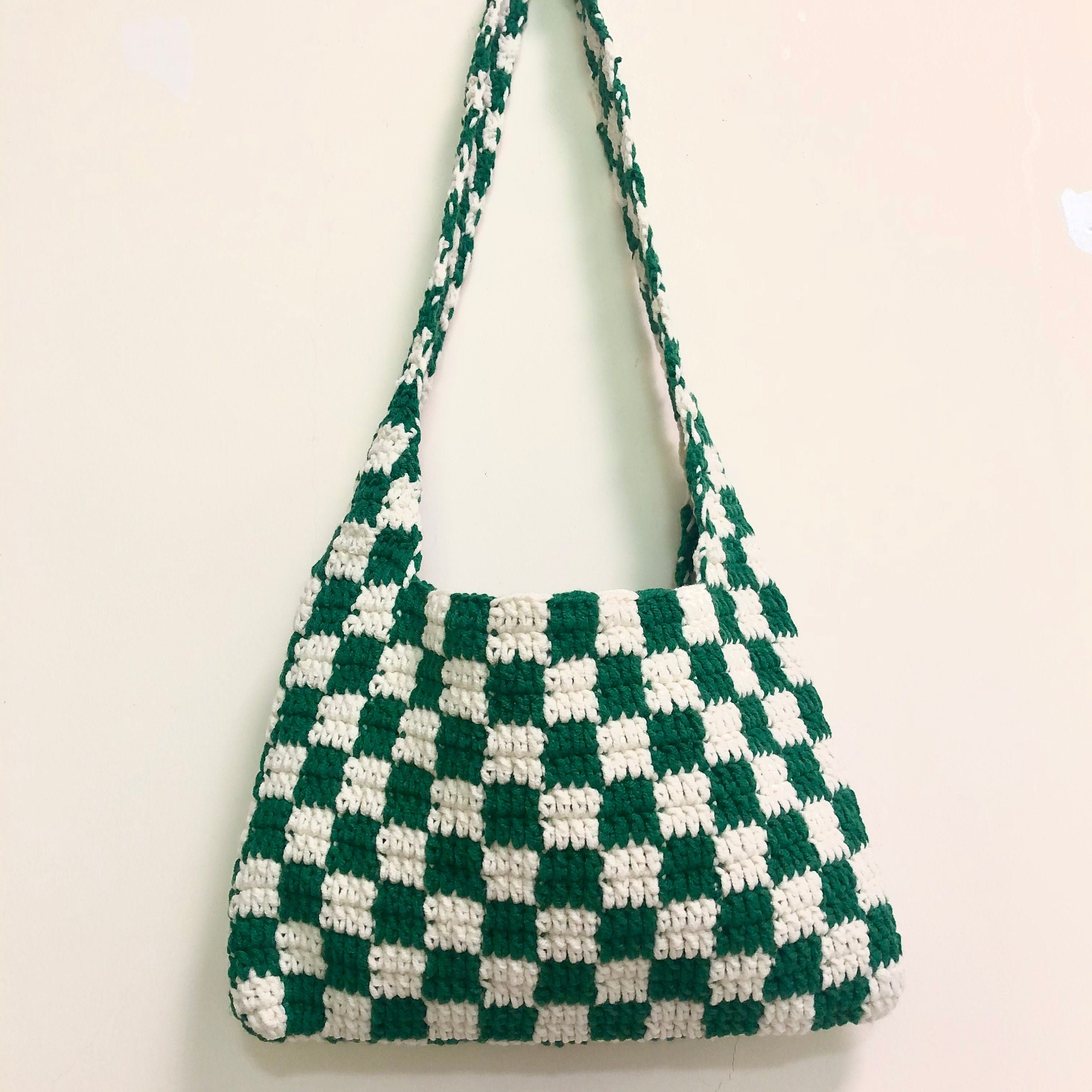 checkerboard crochet bag