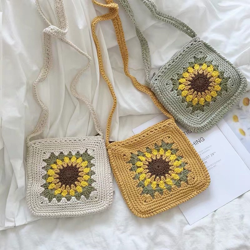 Crochet daisy flower bags amigurumi flower bags crochet bag | Etsy