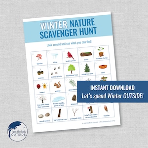 WINTER nature SCAVENGER HUNT - winter outdoor activity - nature walk - printable - outdoor game