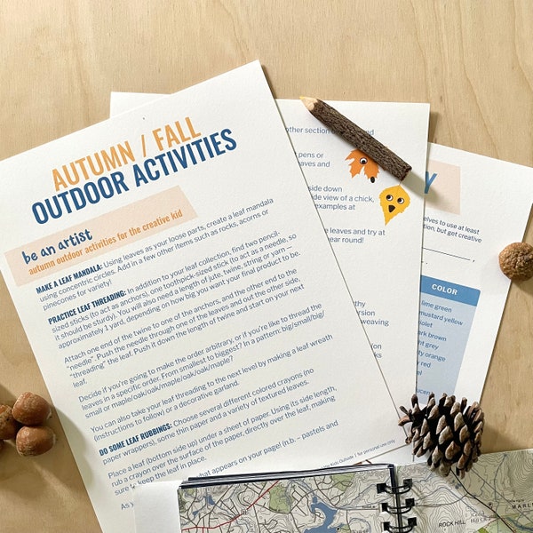autumn outdoor activity pack - outdoor activities for kids - fall activities - games - nature crafts - projects