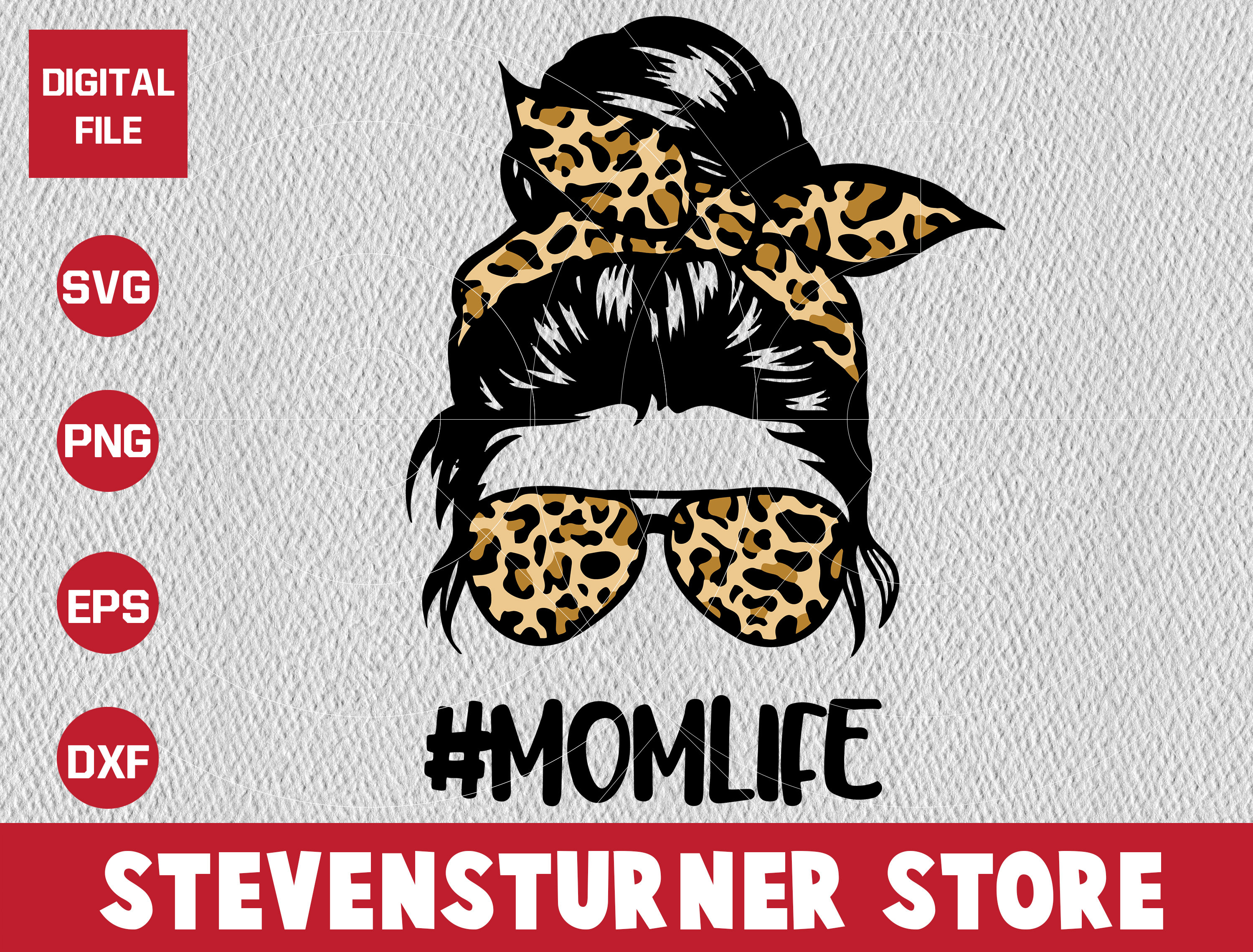Download Leopard Mom Skull svg Messy bun skull svg Mom life SVG | Etsy